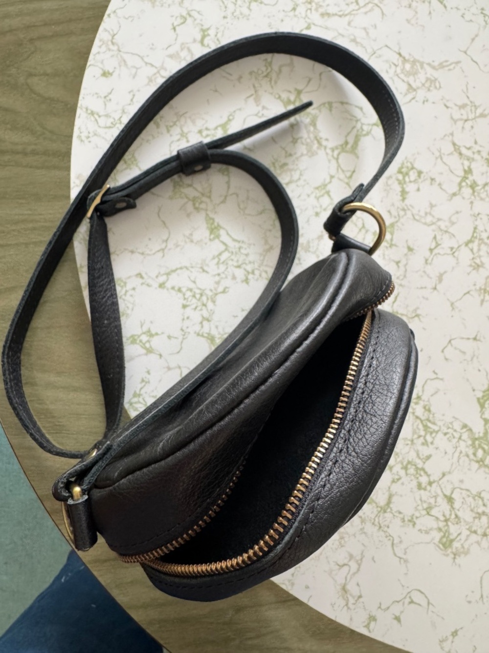 Portland Leather Black Round Crossbody Bag - Picture 2 of 7